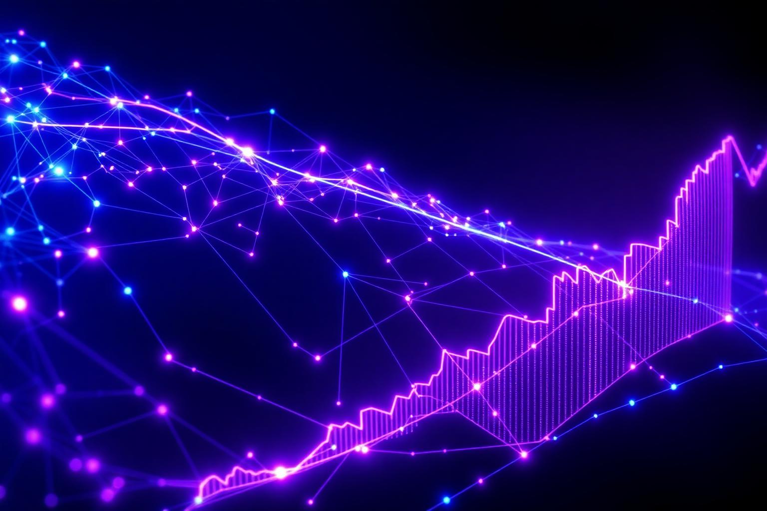 AI neural network driving rising profit graph